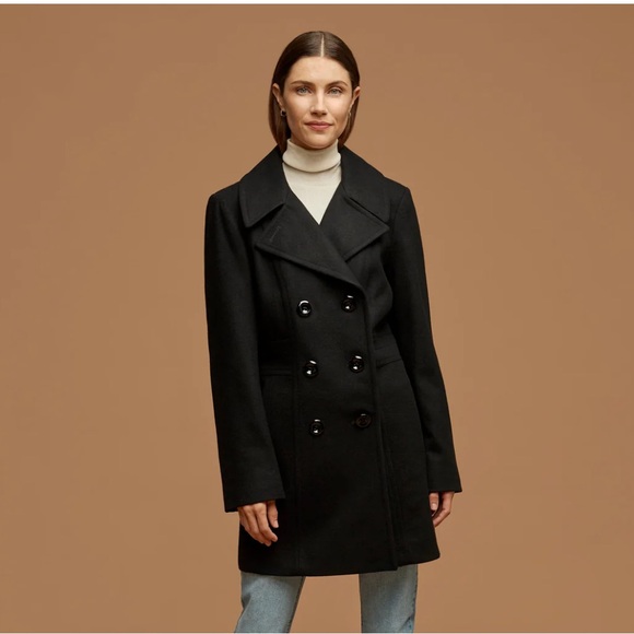 Anne Klein Jackets & Blazers - Anne Klein Double Breasted wool Peacoat Black